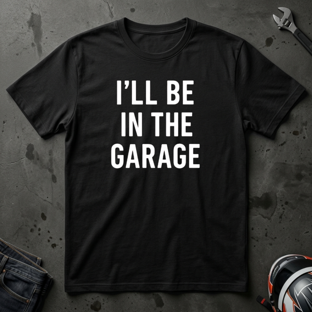 i'll be in the garage t-shirt